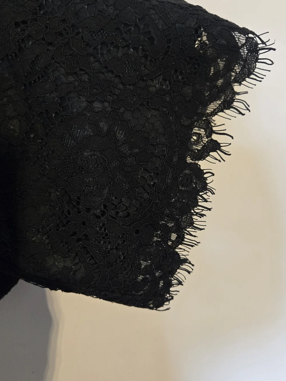 J. Crew Black Lace Cropped Pants Pull On Eyelash Hem Edgey Goth Minimalist Sz 4
